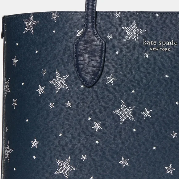 NWT KATE SPADE New York Bleecker Starlight Large Tote BLUE LEATHER Bag - Picture 4 of 10